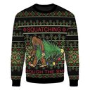 Black Bigfoot Ugly Christmas Sweater Squatching Through The Snow Gift For Son Birthday Black Bigfoot Ugly Christmas Sweater Squatching Through The Snow Gift For Son Birthday