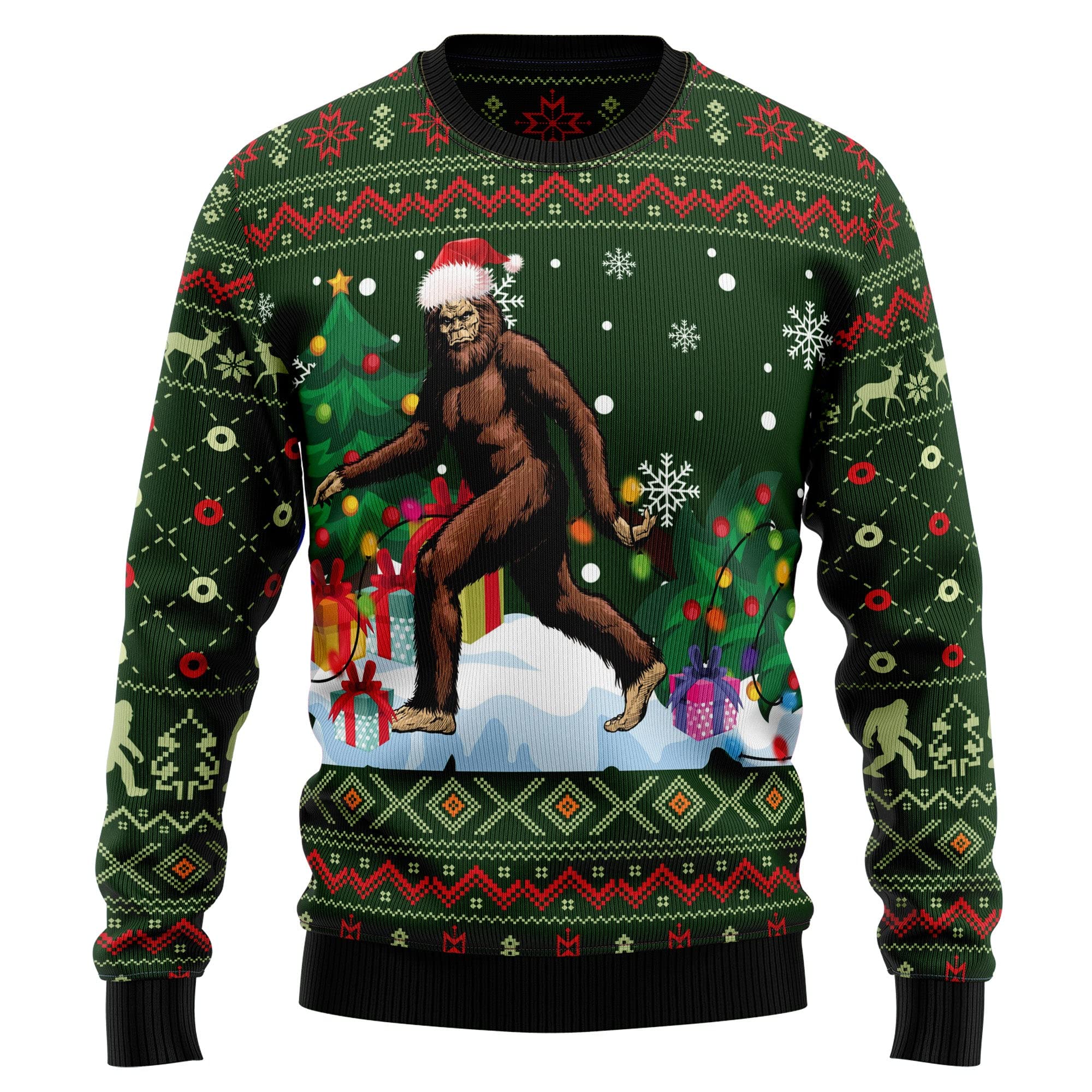 Bigfoot Ugly Christmas Sweater Chevron Pattern Gift For Son From Father Bigfoot Ugly Christmas Sweater Chevron Pattern Gift For Son From Father