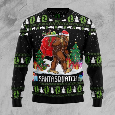 Bigfoot Santasquatch Ugly Christmas Sweater Gift For Friends
