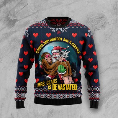 Santa And Bigfoot Are A Couple Ugly Christmas Sweater Gift For Best Friends Santa And Bigfoot Are A Couple Ugly Christmas Sweater Gift For Best Friends