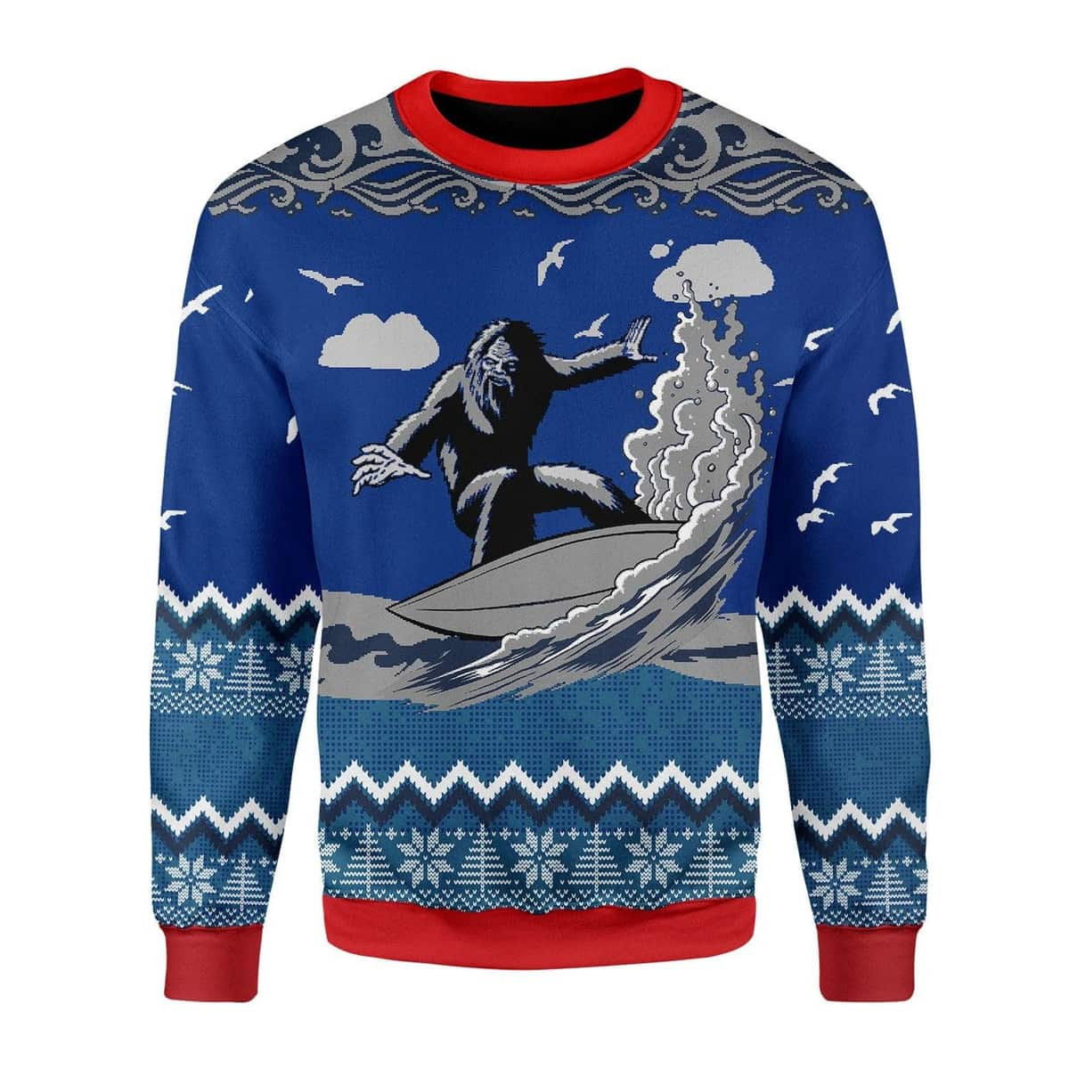 Surfing Bigfoot Ugly Christmas Sweater Xmas Gift For Him