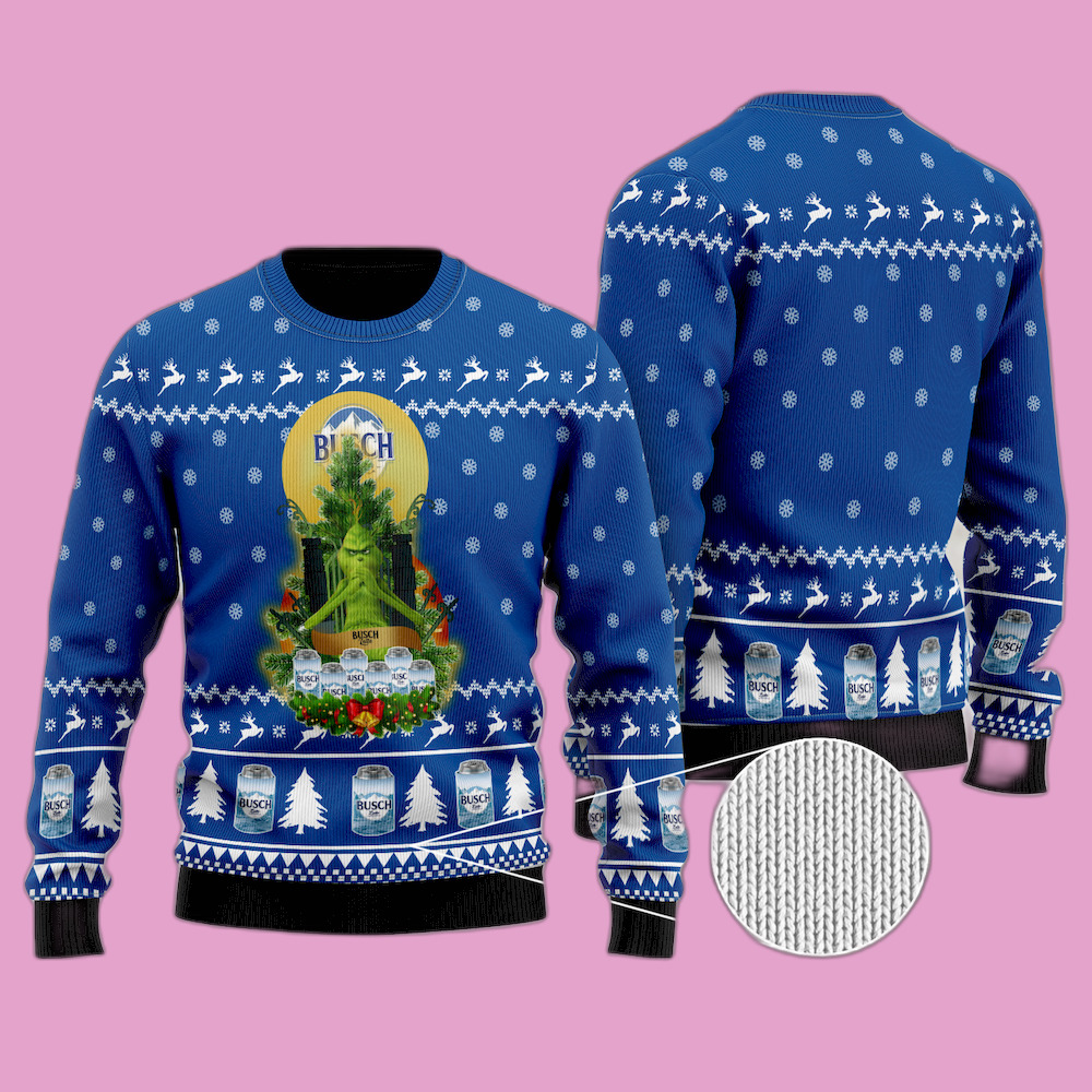 Funny Grinch Loves Busch Latte Ugly Christmas Sweater Gift For Friends