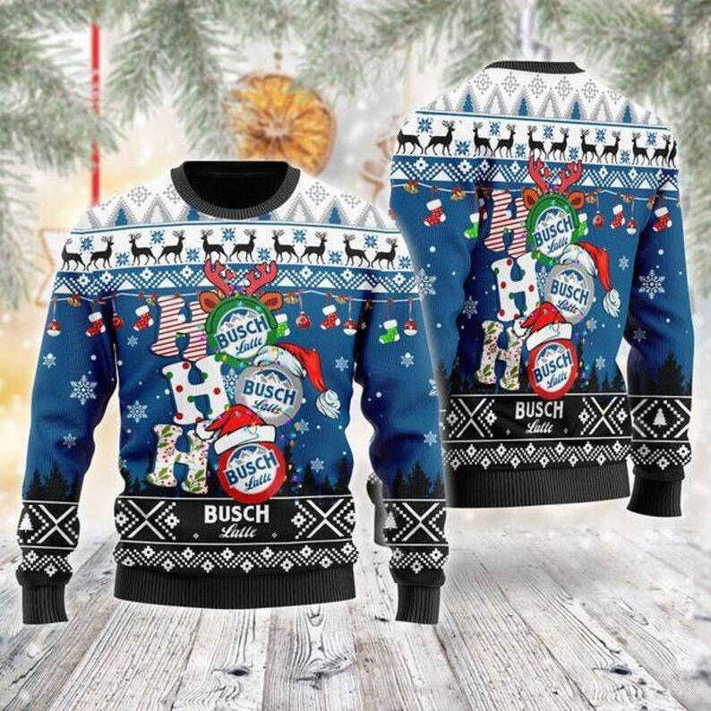 Busch Latte Beer Ugly Christmas Sweater Ho Ho Ho Gift For Best Friends