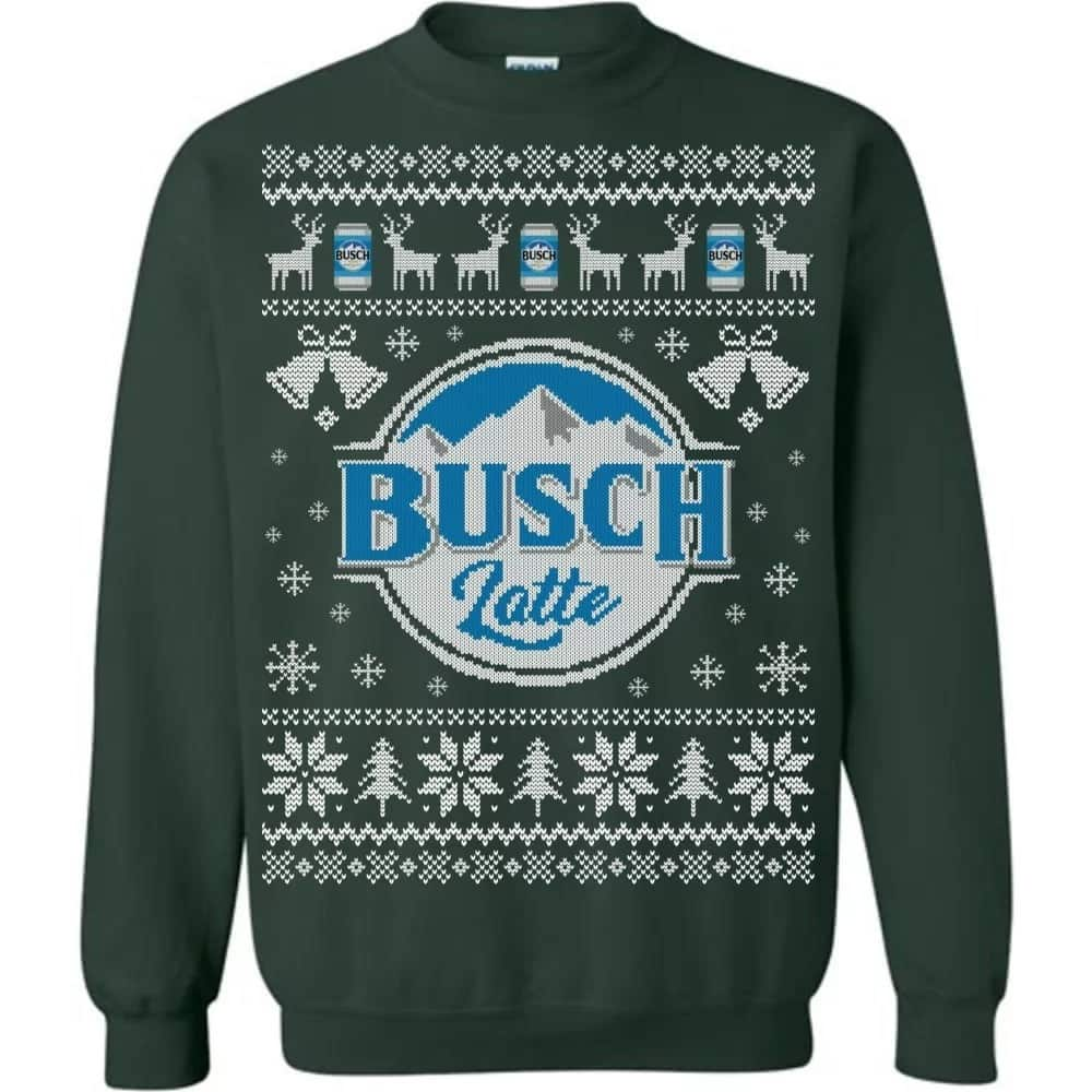 Green Busch Latte Beer Ugly Christmas Sweater Family Gift