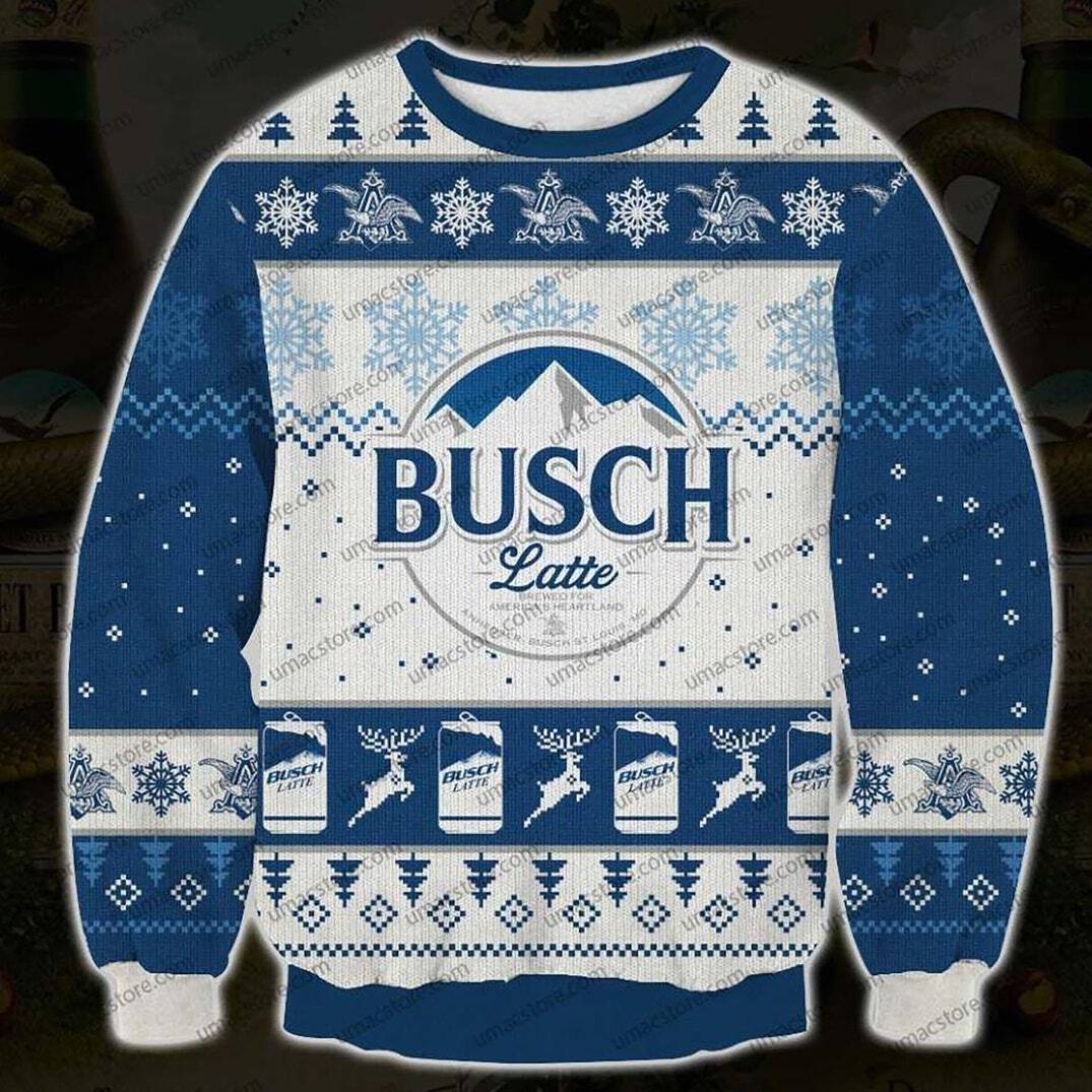 Busch Latte Ugly Christmas Sweater Beer Lovers Gift