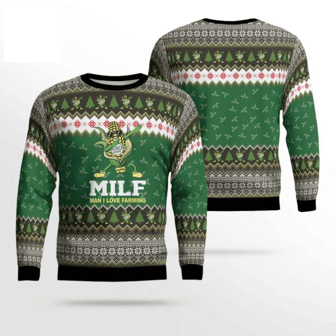 MILF Man I Love Farming Busch Light Ugly Christmas Sweater Funny Beer Gift