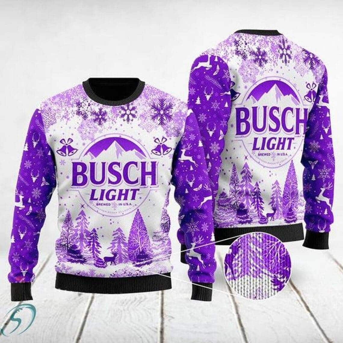 Busch Light Ugly Christmas Sweater Cool Purple Snow Gift For Beer Lovers