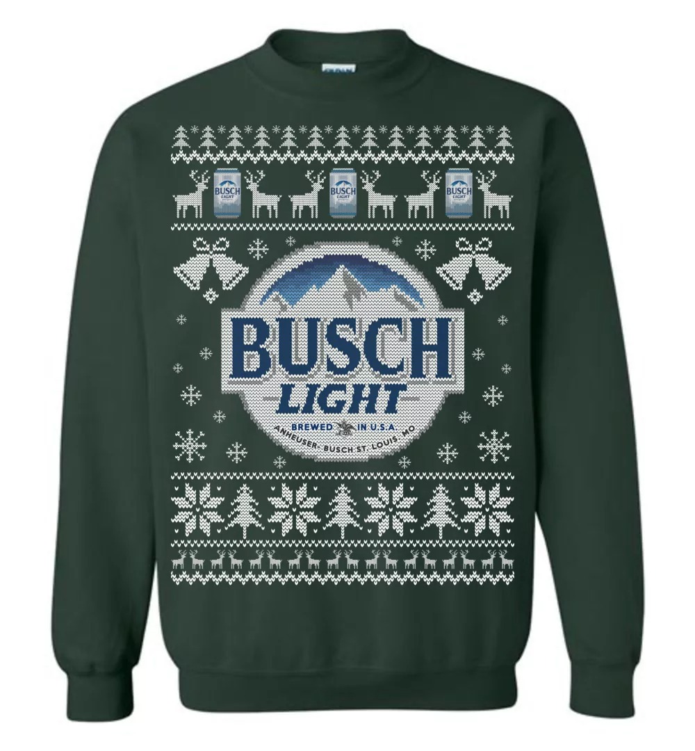 Green Busch Light Ugly Christmas Sweater Gift For Family