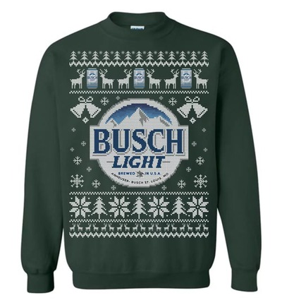 Green Busch Light Ugly Christmas Sweater Gift For Family