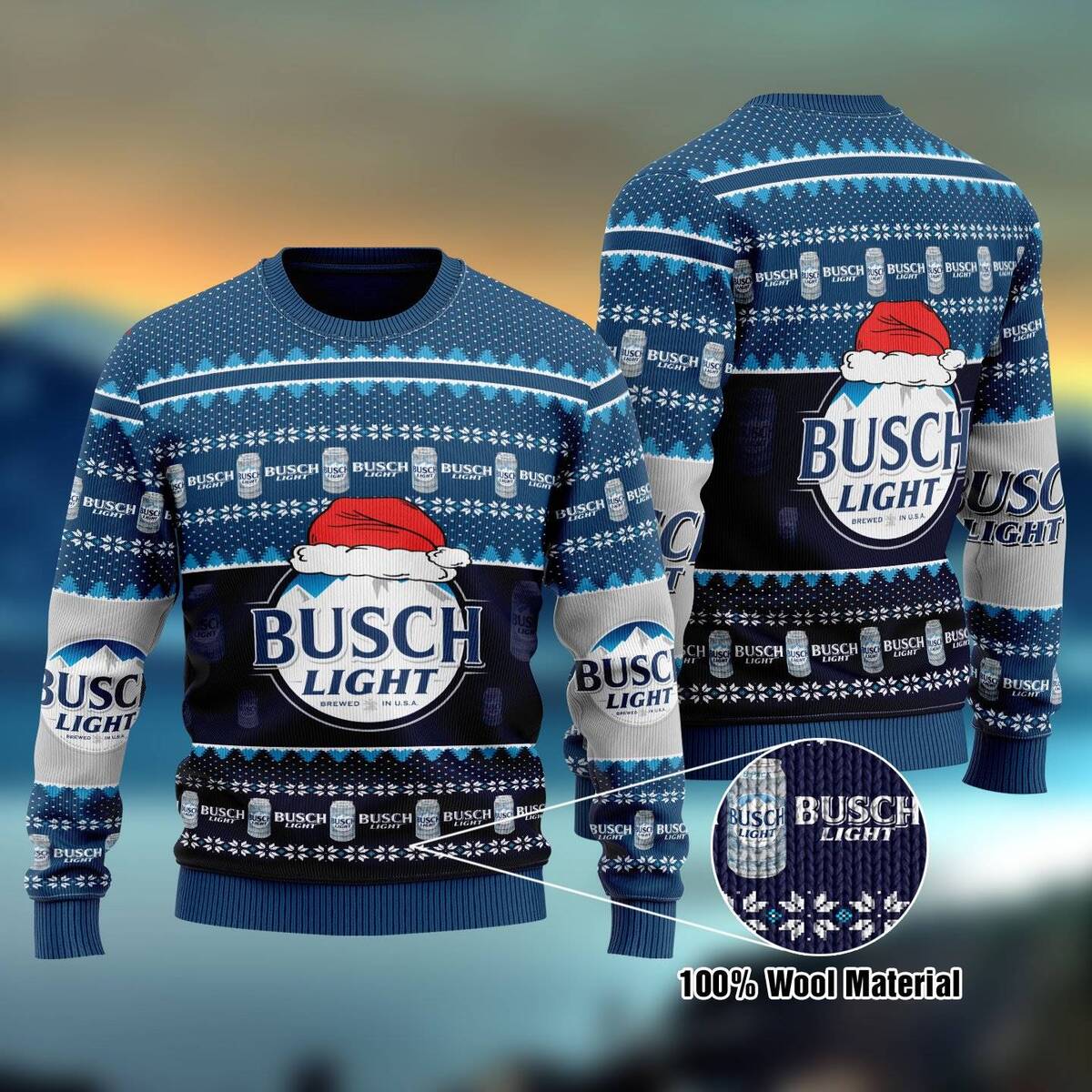 Busch Light Ugly Christmas Sweater In A Cool Santa Hat Beer Lovers Gift