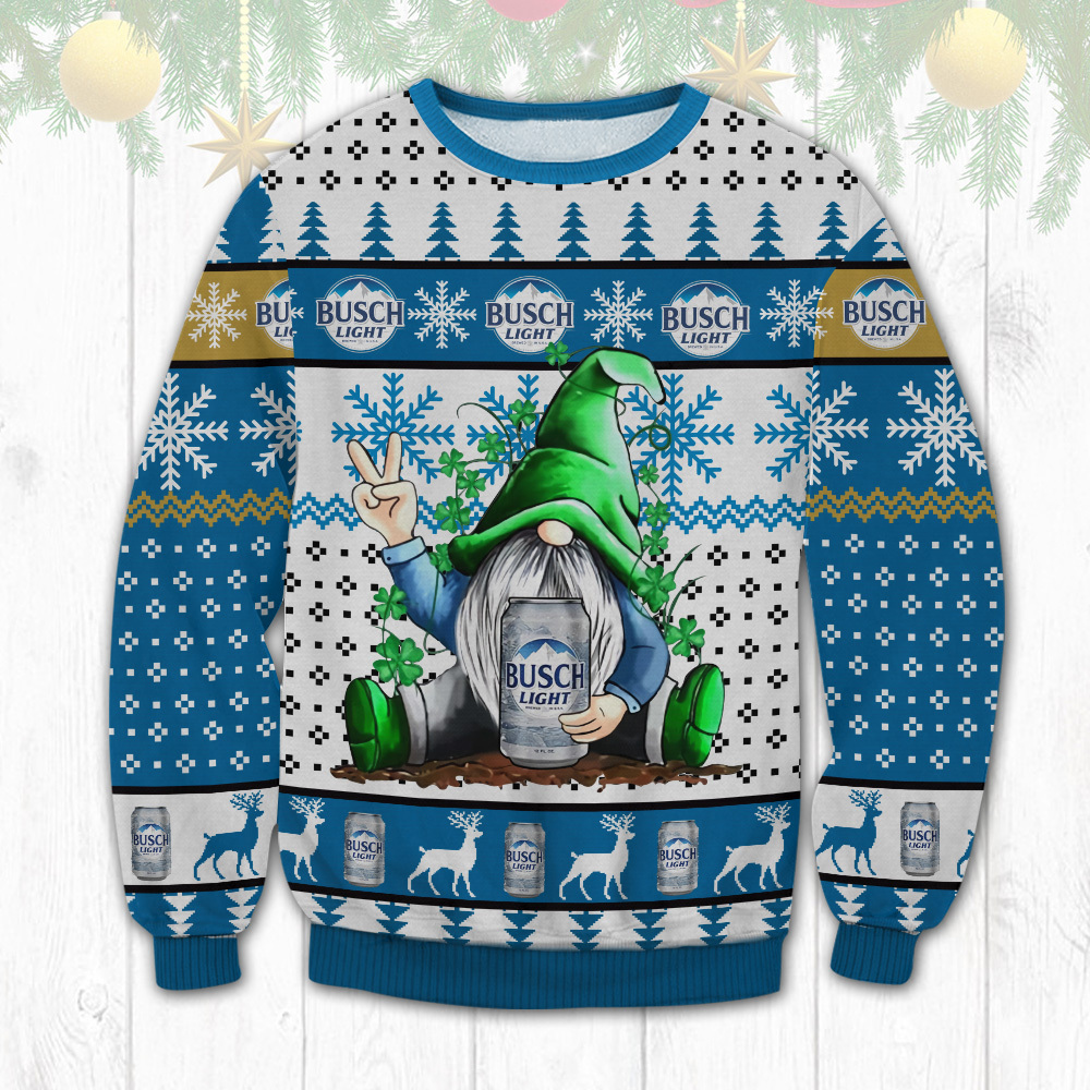 Funny Gnome Loves Busch Light Ugly Christmas Sweater Gift For Beer Lovers