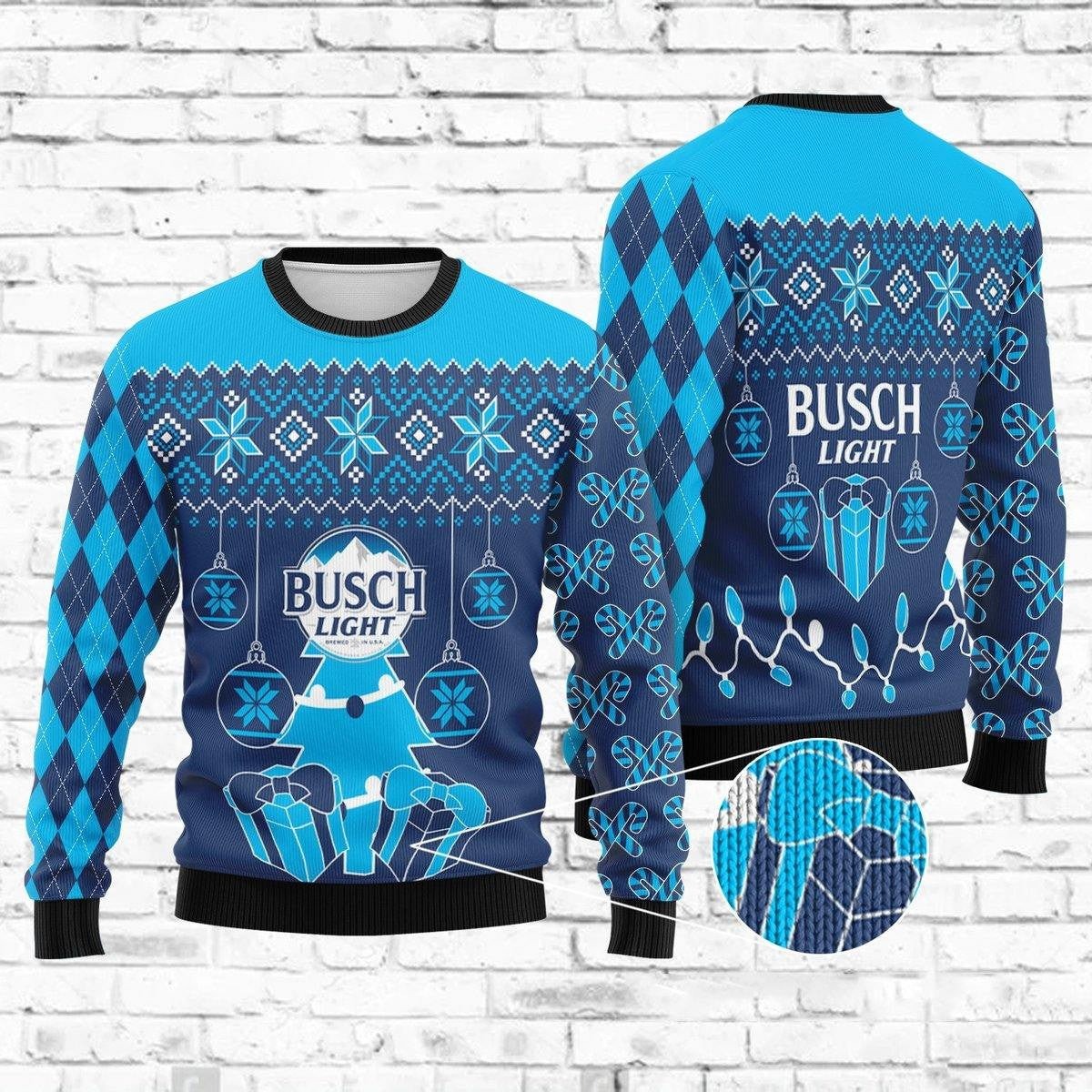 Blue Busch Light Ugly Christmas Sweater Cool Gift For Beer Drinkers