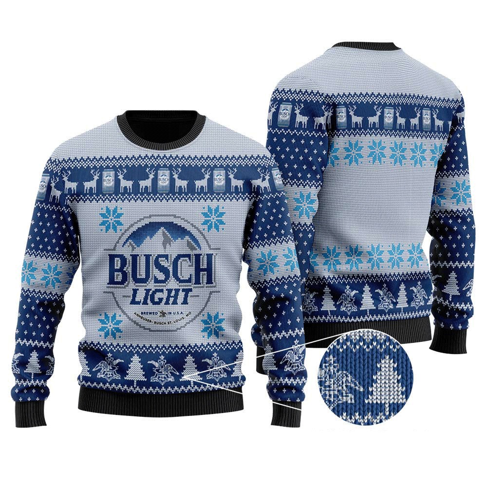Retro Busch Light Ugly Christmas Sweater Birthday Gift For Beer Lovers