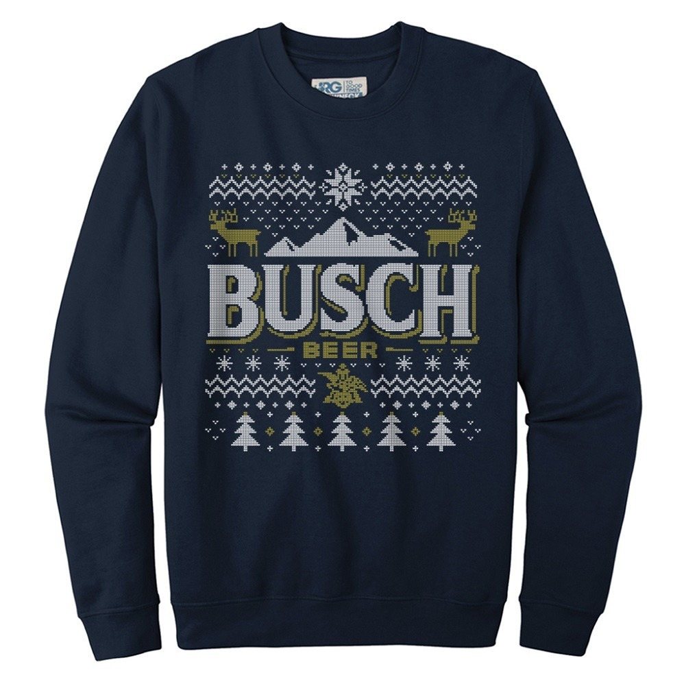 Basic Busch Ugly Christmas Sweater Deer Pine Gift For Beer Lovers