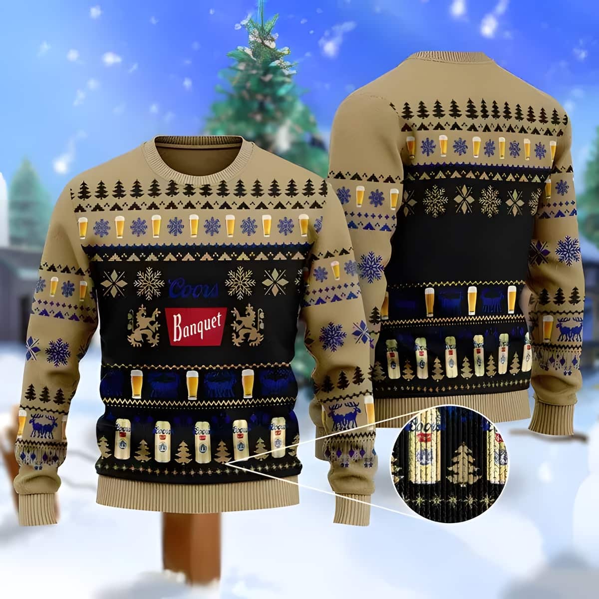 Christmas Pattern Coors Banquet Beer Ugly Christmas Sweater Gift For Dad