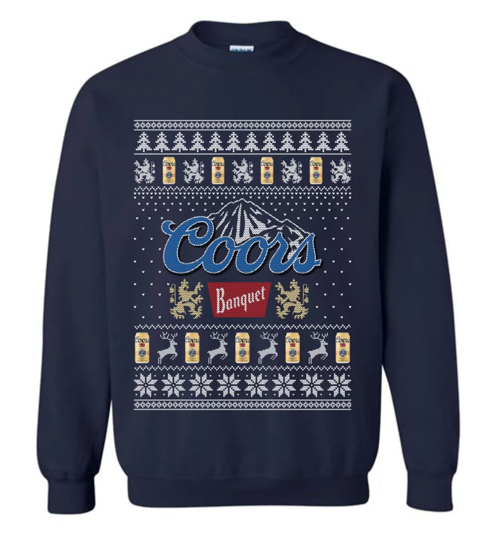 Navy Coors Banquet Ugly Christmas Sweater Best Gift For Beer Lovers