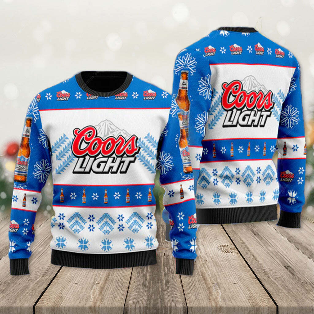 Coors Light Ugly Christmas Sweater Classic Snowflakes Pattern Best Gift For Beer Lovers