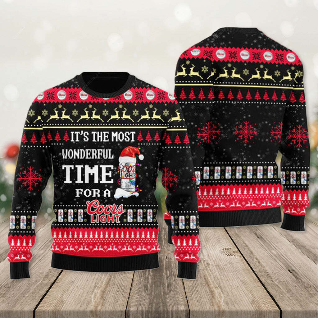 It's The Most Wonderful Time For A Coors Light Ugly Christmas Sweater Beer Lovers Gift