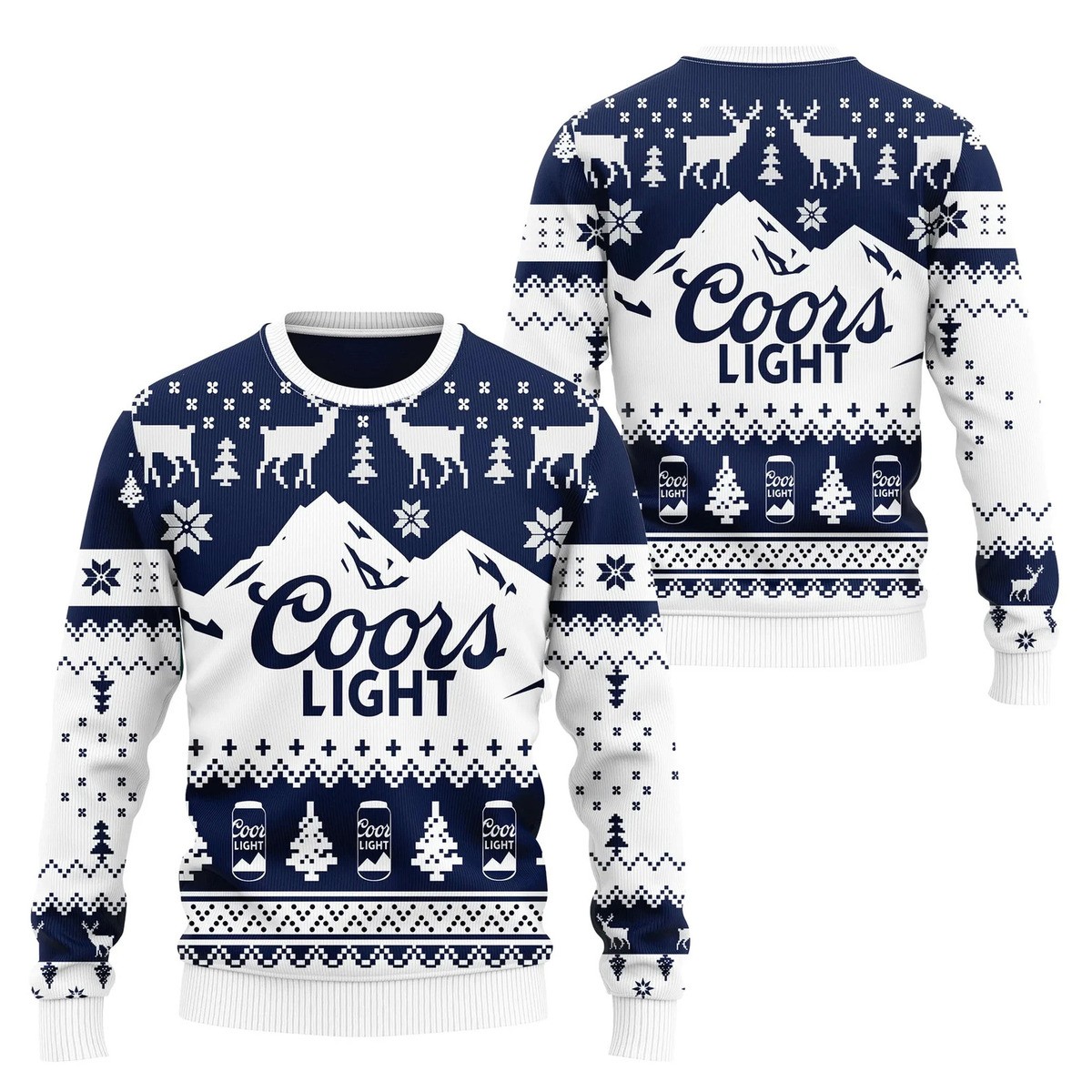 Coors Light Beer Blue White Ugly Christmas Sweater Gift For Him