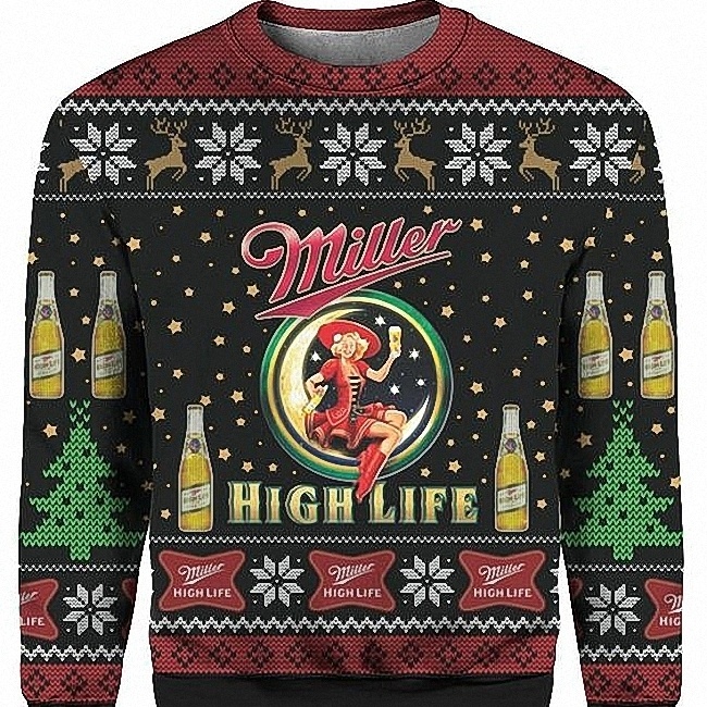 Cool Miller High Life Ugly Christmas Sweater Gift For Beer Drinkers