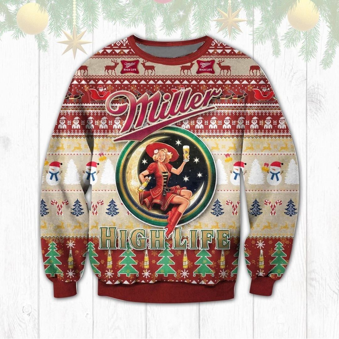 Miller High Life Ugly Christmas Sweater Cool Gift For Girlfriend