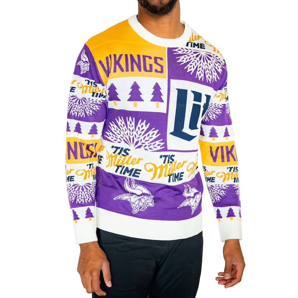 Vikings Miller Lite Beer It's Miller Time Ugly Christmas Sweater