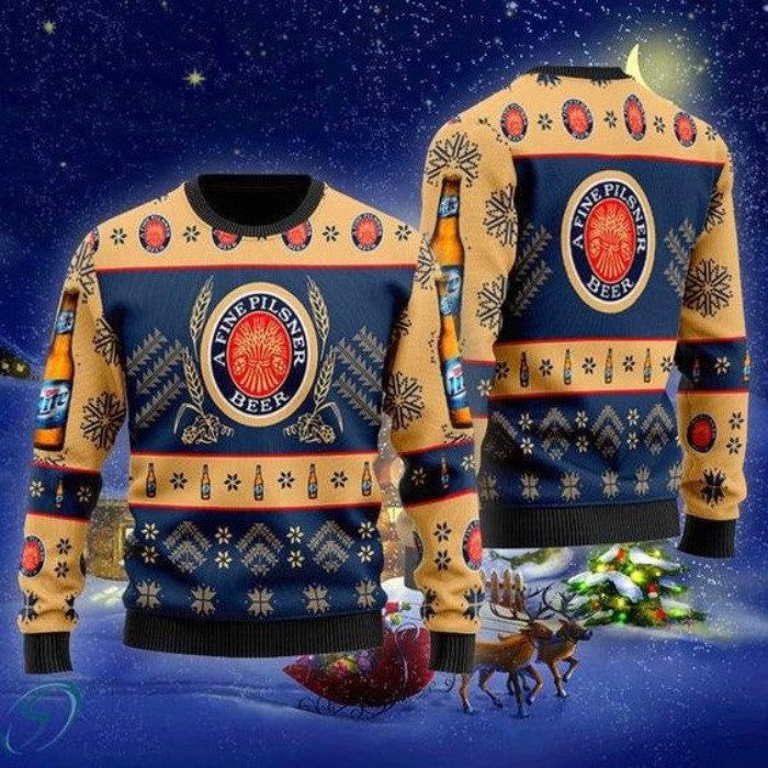 Miller Lite Ugly Christmas Sweater Beer Lovers Gift