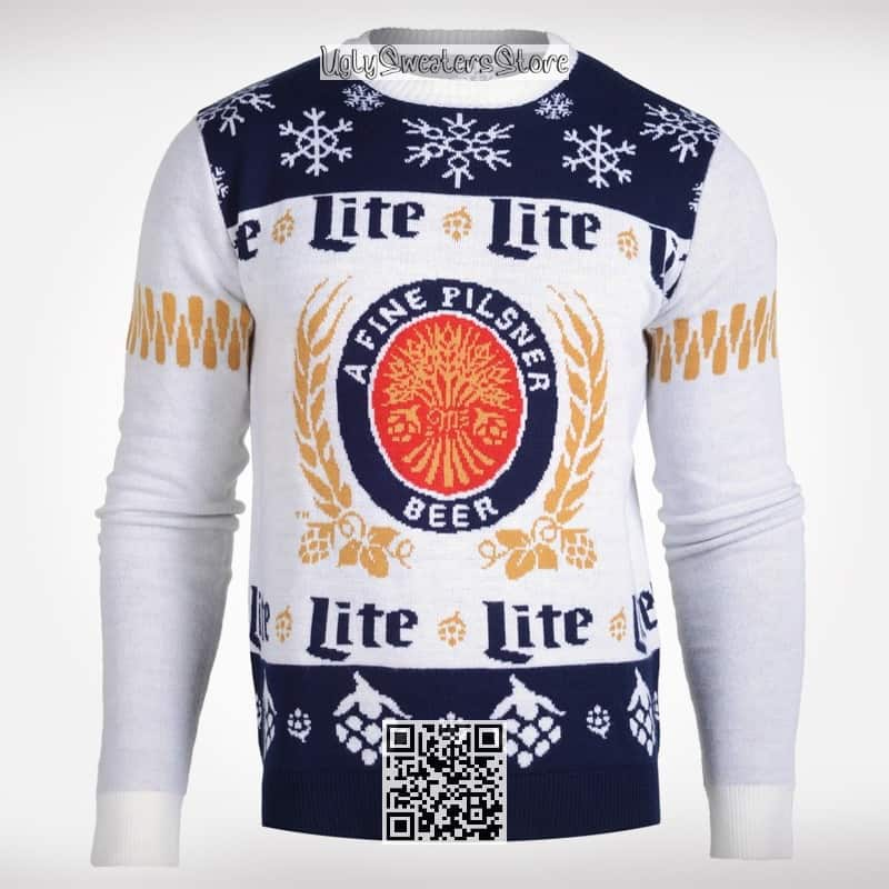 Miller Lite Ugly Christmas Sweater A Fine Pilsner Gift For Beer Lovers UglySweatersStore